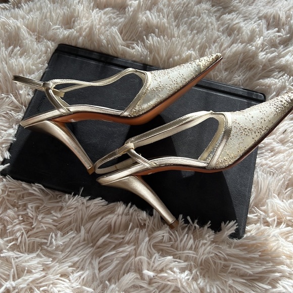 STUART WEITZMAN GLITTER SLING BACK HEELS NWOT - Picture 12 of 17
